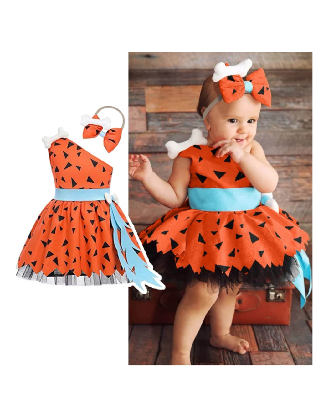 NWT Toddler Pebbles Flintstone Girls Caveman Costume Stone Age Cavegirl Dress
